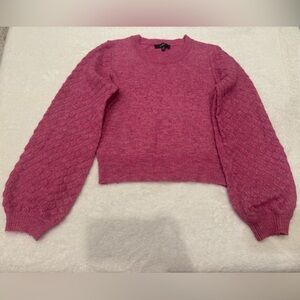Lulu's Fuchsia Sweater with Patterned Sleeves